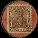 Timbre de 5 pfennig brun sur fond saumon
