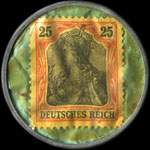 Timbre de 25 pfennig bicolore sur fond saumon