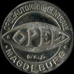 Timbre-monnaie Opel - Magdeburg - 50 pfennig bicolore sur fond saumon - avers