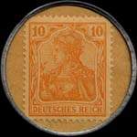 Timbre de 10 pfennig orange sur fond jaune