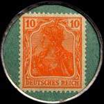 Timbre de 10 pfennig orange sur fond vert
