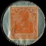 Timbre de 10 pfennig orange sur fond bleu-vert