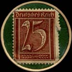 Timbre-monnaie Overbeck & Weller - Essen - 25 pfennig marron sur fond vert - revers