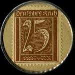 Timbre-monnaie Pelikan type 2 - Schreibe mit Pelikan Tinte - 25 pfennig brun sur fond vert - revers
