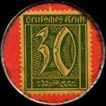 Timbre-monnaie Pelikan type 1 - Schreibe mit Pelikan Tinte - 30 pfennig vert sur fond rouge - revers