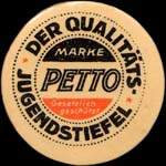 Timbre-monnaie Petto - Der Qualitäts jugendstiefel - Marke Petto - Gesetzlich geschützt - 5 pfennig lie-de-vin sur fond bleu-vert - avers