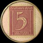 Timbre-monnaie Petto - Der Qualitäts jugendstiefel - Marke Petto - Gesetzlich geschützt - 5 pfennig lie-de-vin sur fond rose - revers