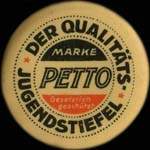 Timbre-monnaie Petto - Der Qualitäts jugendstiefel - Marke Petto - Gesetzlich geschützt - 25 pfennig brun sur fond jaune - avers