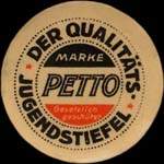 Timbre-monnaie Petto - Der Qualitäts jugendstiefel - Marke Petto - Gesetzlich geschützt - 25 pfennig brun sur fond vert - avers