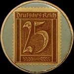 Timbre-monnaie Petto - Der Qualitäts jugendstiefel - Marke Petto - Gesetzlich geschützt - 25 pfennig brun sur fond vert - revers