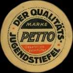 Timbre-monnaie Petto - Der Qualitäts jugendstiefel - Marke Petto - Gesetzlich geschützt - 30 pfennig vert sur fond rose - avers