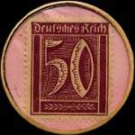 Timbre-monnaie Petto - Der Qualitäts jugendstiefel - Marke Petto - Gesetzlich geschützt - 50 pfennig bordeaux sur fond rose - revers