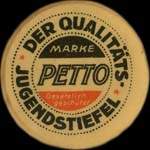 Timbre-monnaie Petto - Der Qualitäts jugendstiefel - Marke Petto - Gesetzlich geschützt - 50 pfennig bordeaux sur fond vert - avers