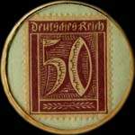 Timbre-monnaie Petto - Der Qualitäts jugendstiefel - Marke Petto - Gesetzlich geschützt - 50 pfennig bordeaux sur fond vert - revers