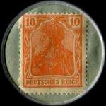 Timbre de 10 pfennig orange sur fond gris-vert