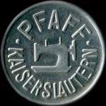 Timbre-monnaie Pfaff - Kaiserslautern - 50 pfennig bicolore sur fond rouge - avers