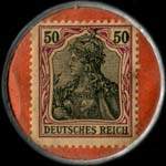 Timbre-monnaie Pfaff - Kaiserslautern - 50 pfennig bicolore sur fond rouge - revers