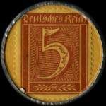 Timbre-monnaie S.Plaut - Modehaus. Uelzen - Manufaktur Modewaren-Konfektion - 5 pfennig rouge sur fond jaune - revers