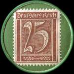Timbre de 25 pfennig brun sur fond vert