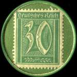 Timbre de 30 pfennig vert sur fond vert