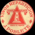 Timbre-monnaie Vinos reparticion - Torre Blanca - Marca de fabrica - J.Poblete - 5 pfennig lie-de-vin sur fond marbr� - avers