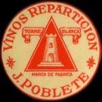 Timbre-monnaie Vinos reparticion - Torre Blanca - Marca de fabrica - J.Poblete - 25 pfennig brun sur fond dor� - avers