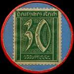 Timbre de 30 pfennig vert sur fond bleu