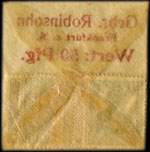 Timbre-monnaie Gebr. Robinsohn - Frankfurt - 50 pfennig sous pochette - dos