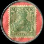 Timbre de 20 pfennig vert sur fond rose