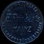Timbre-monnaie H.&nbsp;Prickarts � Mainz - 15 pfennig bleu-vert sur fond brun - avers