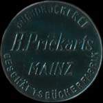 Timbre-monnaie H.&nbsp;Prickarts � Mainz - 5 pfennig brun sur fond vert - avers