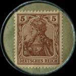 Timbre de 5 pfennig brun sur fond vert