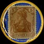 Timbre de 15 pfennig bleu-vert sur fond bleu