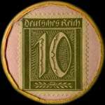 Timbre de 10 pfennig olive sur fond rose
