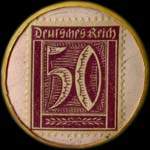 Timbre de 50 pfennig violet sur fond rose