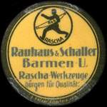 Timbre-monnaie Rauhaus & Schaller à Barmen - 10 pfennig olive sur fond vert - avers