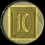 Timbre-monnaie Rauhaus & Schaller à Barmen - 10 pfennig olive sur fond vert - revers