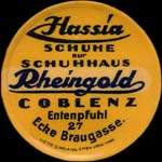 Timbre-monnaie Rheingold - Coblenz - Entenpfuhl 27 Ecke Braugasse - 10 pfennig olive sur fond rouge - avers