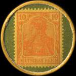 Timbre de 10 pfennig orange sur fond carton vert