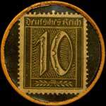Timbre de 10 pfennig olive sur fond carton vert