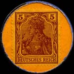 Timbre de 5 pfennig brun sur fond jaune