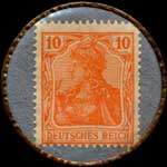 Timbre-monnaie Rheinstahl - 10 pfennig orange sur fond bleu - revers
