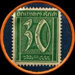 Timbre de 30 pfennig vert sur fond bleu