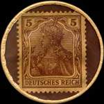 Timbre-monnaie Rüberg's Liköre à Hamm i/W. type 1 - 5 pfennig brun sur fond marron - revers