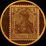 Timbre-monnaie Rüberg's Liköre à Hamm i/W. type 2 - 5 pfennig brun sur fond marron - revers