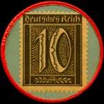 Timbre-monnaie Rubinstein - inh. s. Freund - Eisenhandlug - Bunzlau mark 26/27 type 1 - 10 pfennig olive sur fond bleu - revers