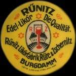 Timbre-monnaie Rünitz - Burgdamm type 1 - 5 pfennig bordeaux sur fond rouge - avers