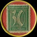 Timbre de 30 pfennig vert sur fond rouge