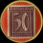 Timbre-monnaie Rünitz - Burgdamm type 1 - 50 pfennig violet sur fond rouge - revers