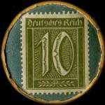 Timbre de 10 pfennig olive sur fond vert